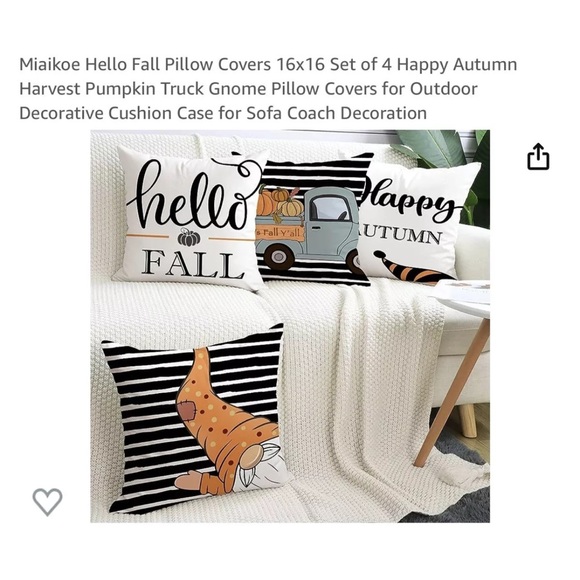 Miaikoe Hello Fall 4 Pillow Covers 16x16 - Picture 3 of 7